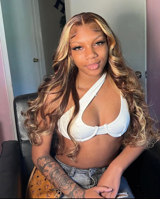 HIGHLIGHT BROWN BODY WAVE HD LACE FRONTAL