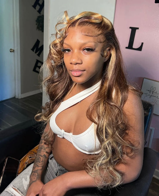 HIGHLIGHT BROWN BODY WAVE HD LACE FRONTAL
